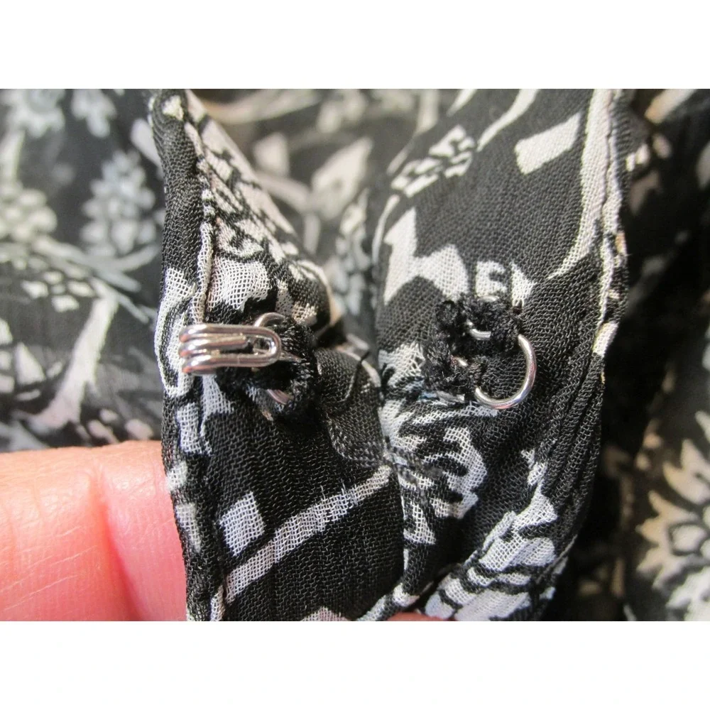 Old Navy Womens Medium Black Floral Peasant Blouse Boho Smocked Puff Sleeve